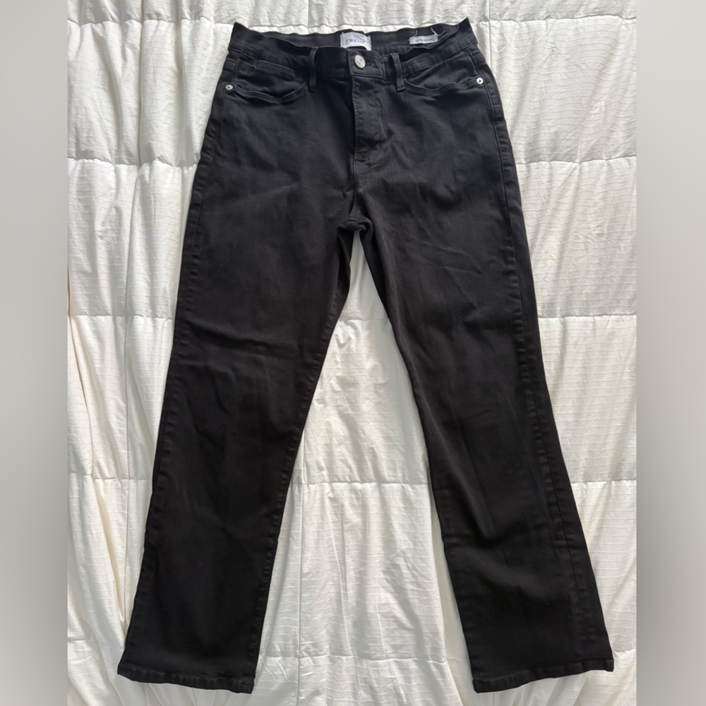 Frame Denim Black Straight-Leg Jeans